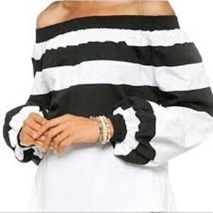 MLM Sm black & white color block off the shoulder top